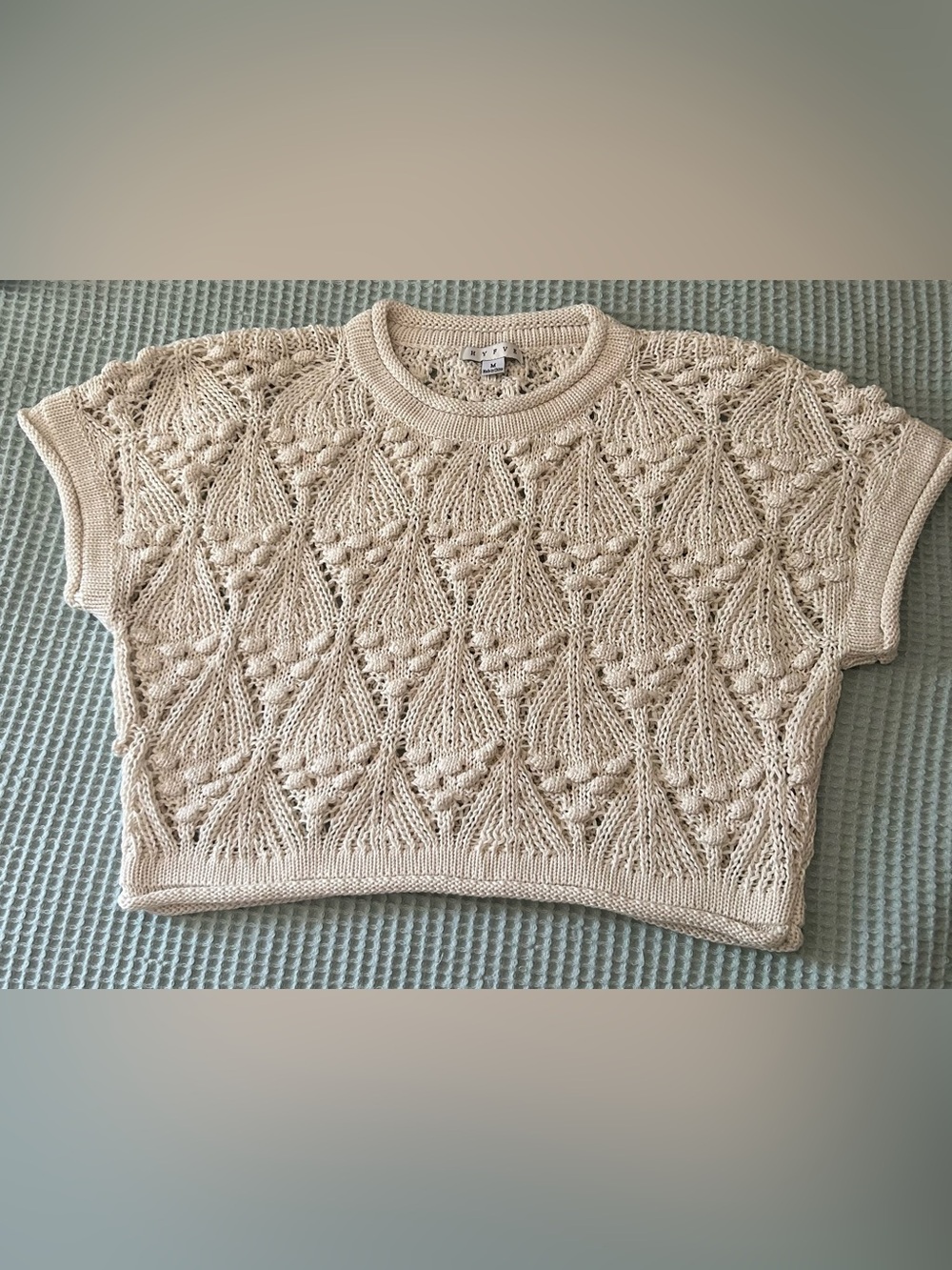 HYFVE Cream Open-Weave Scoop Neck Sweater